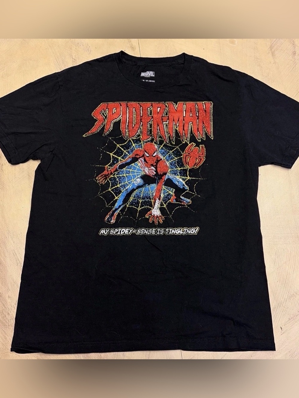Spiderman My Spidey Sense Is Tingling Web Walk Retro Marvel T-Shirt Men's Medium